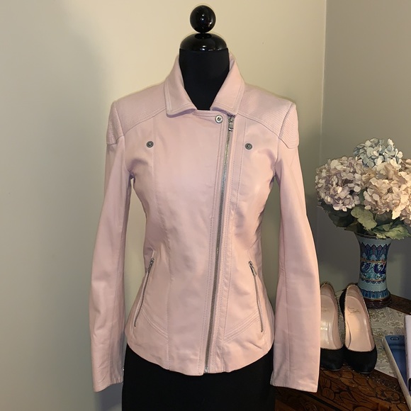 Danier Blush Pink Leather Jacket 2XS XXS - Picture 8 of 13